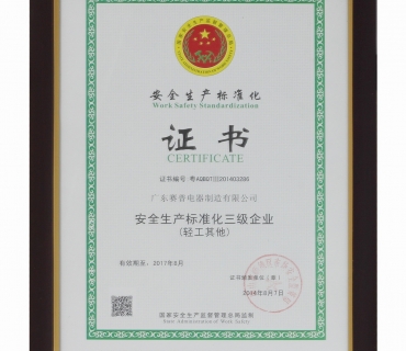 安全生產(chǎn)標(biāo)準(zhǔn)化證書(shū)